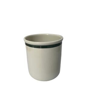 Vintage Forest Hunter Green Stripe Kitchen Crock Made In Portugal